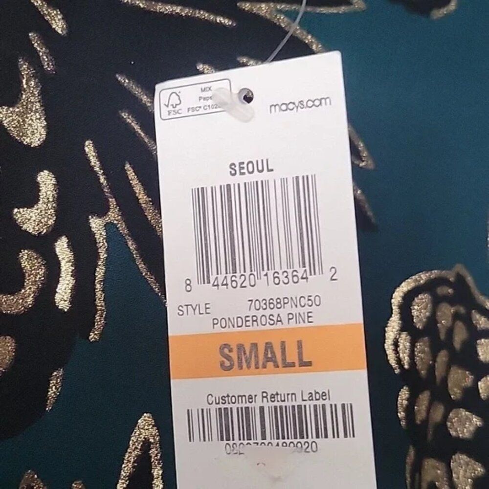 NWT Maison Jules Fit Flare S Dress Gold Pineapple Print Green Teal Retro Girly - Picture 9 of 10
